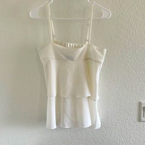 White layered tank top with adjustable straps